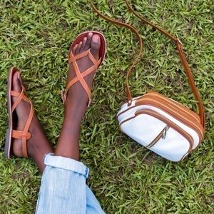 Montego Bay Club orange strappy leather sandals